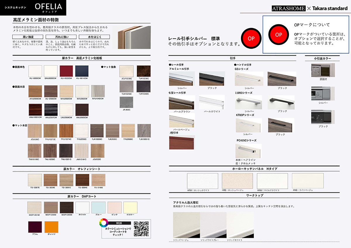 システムキッチンオフェリア　OFELIA 面材